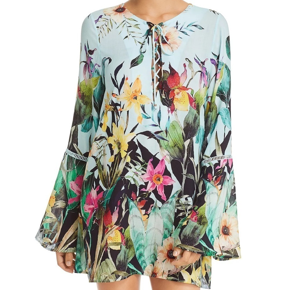 NWT Nanette Lepore ‘Bloom Botanical’ Swim Cover-Up Tunic Dress Sz‎ M